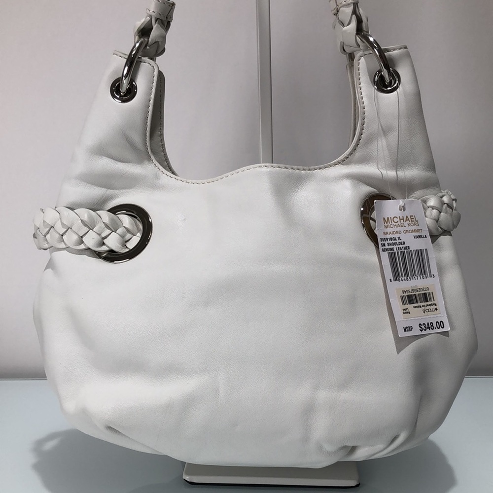 Michael Kors Leather Braided Grommet Shoulder Bag w/Removable Straps - Picture 10 of 16